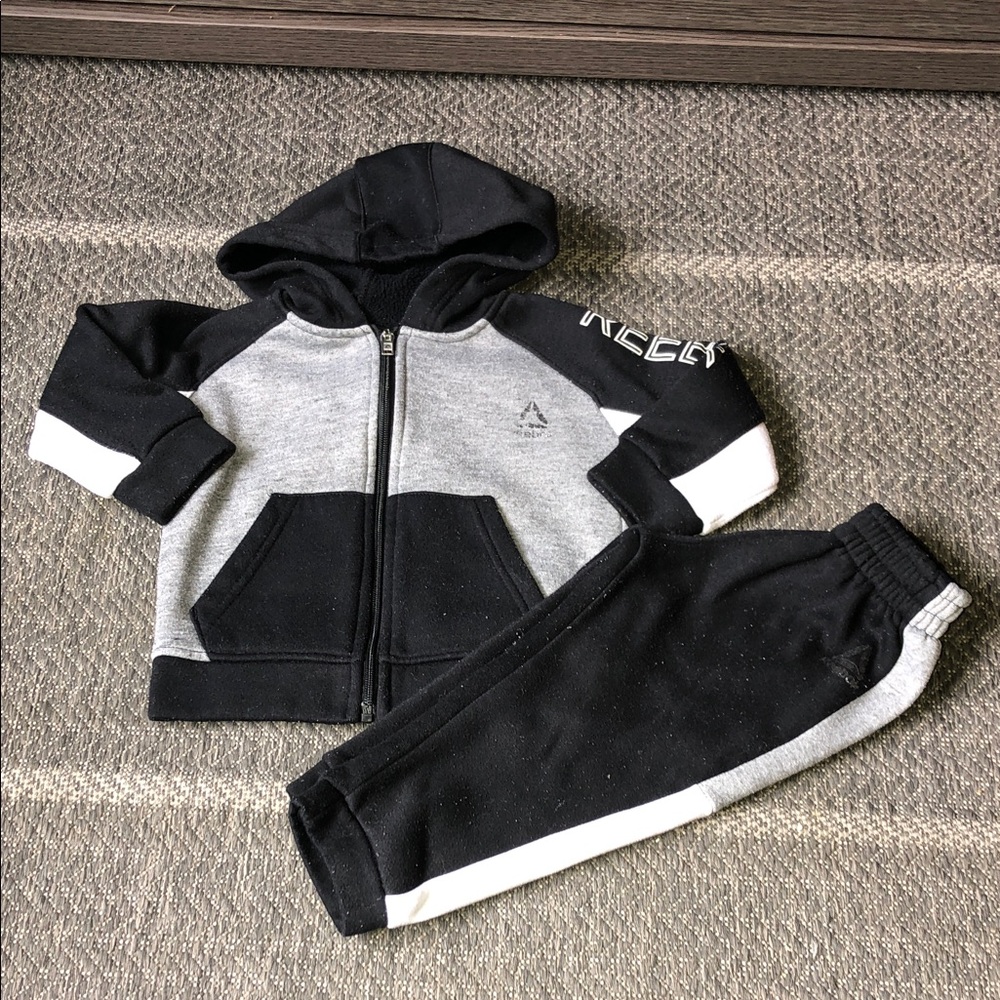 Reebok Black, White & Gray Toddler Hoodie and Jogger Set